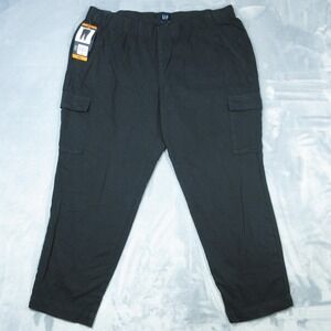 GAP Pants Mens 2XL Black Twill Cargo Pant Elastic Waist Pockets Casual Utility